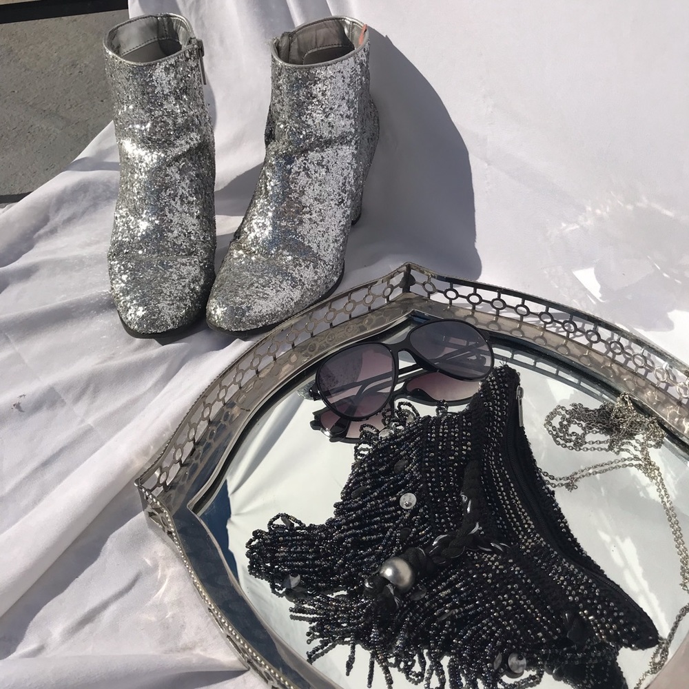Silver sparkle Chelsea Boots